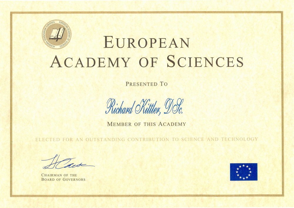 Obr. 9. Doc. R. Kittler je členom Európskej akadémie vied v oblasti vied a technológií od roku 2002