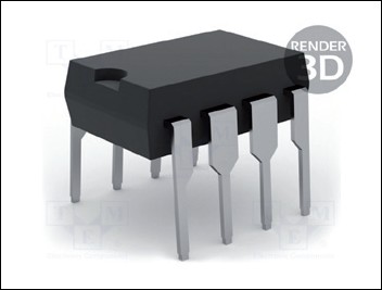 Obr. 4. Paměť 47C16-I/P EERAM, 2048 × 8 bit, v provedení DIP8 THT, pro sériové rozhraní I2C, záloha EEPROM