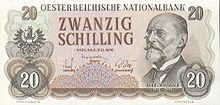 Obr. 3. Carl Auer na rakouské bankovce (z roku 1956) 