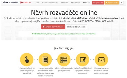 Návrh rozváděče online - Bonega