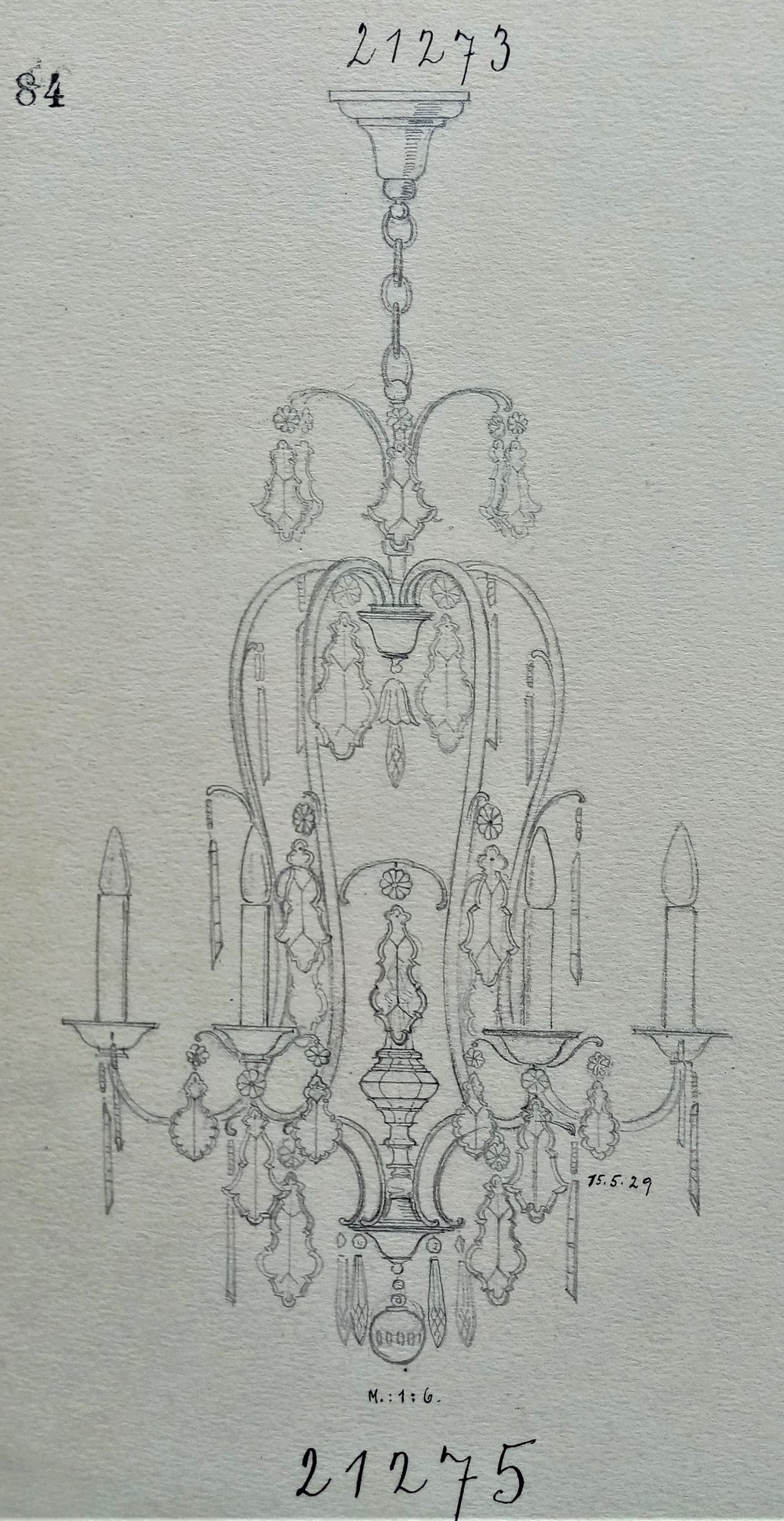 Obr. 4. Kresba ověskového lustru, 1910 až 1920 (Státní okresní archiv Most)
