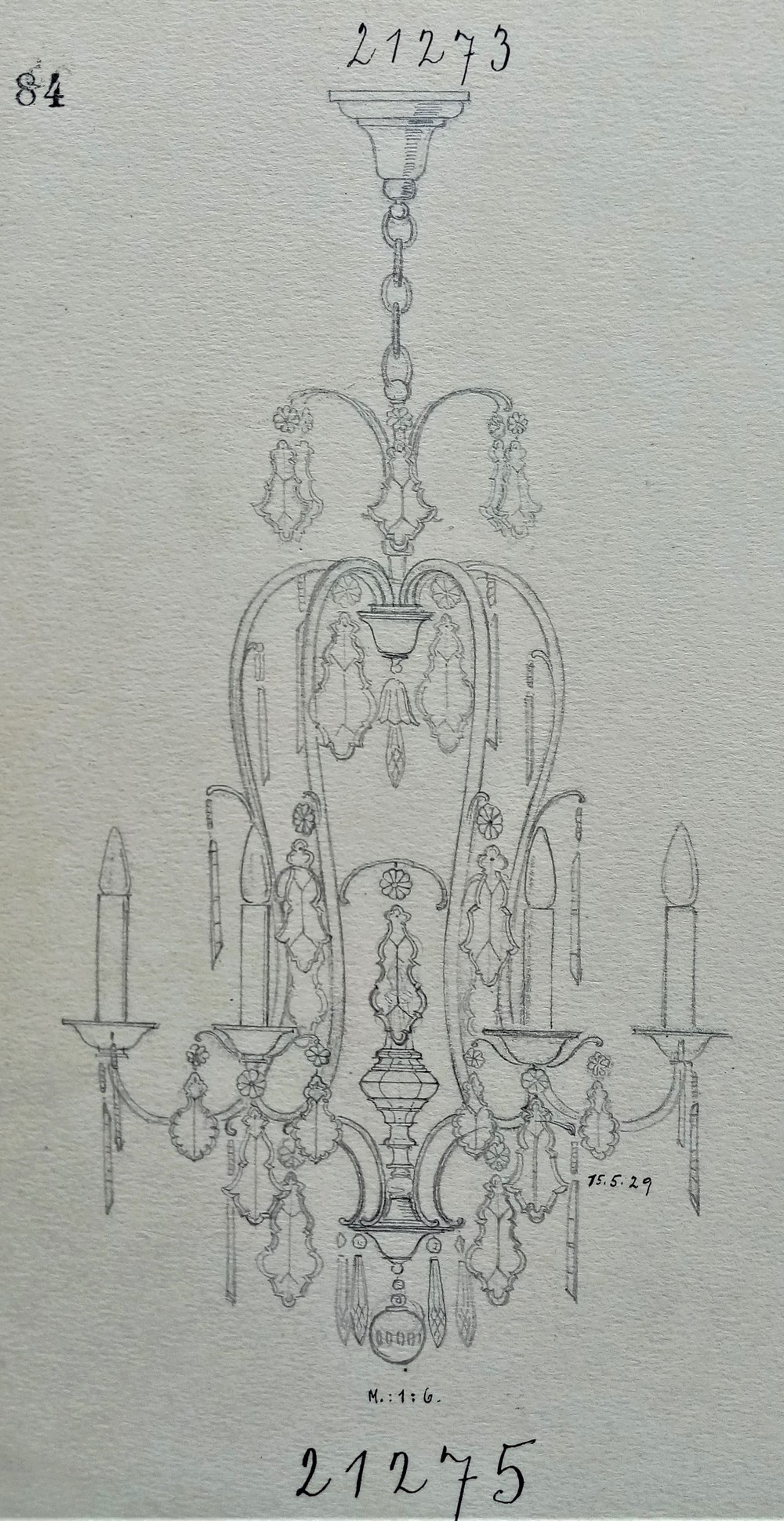 Obr. 4. Kresba ověskového lustru, 1910 až 1920 (Státní okresní archiv Most)