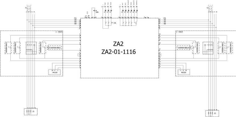 Obr. 4. Schéma zapojení záskokových automatů pro 3VA2