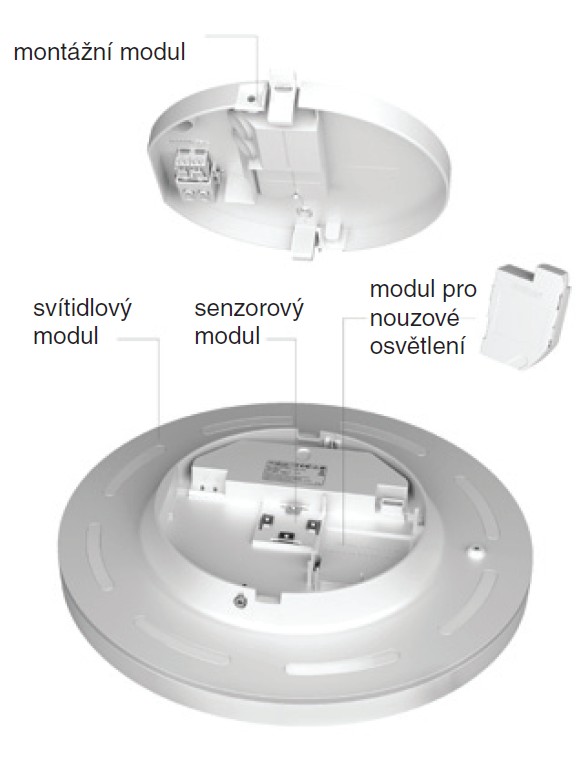 Obr. 3. Montážní součásti svítidla
