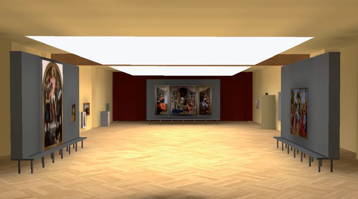 Obr. 3. Vizualizace osvětlení vstupního sálu expozice renesančního umění