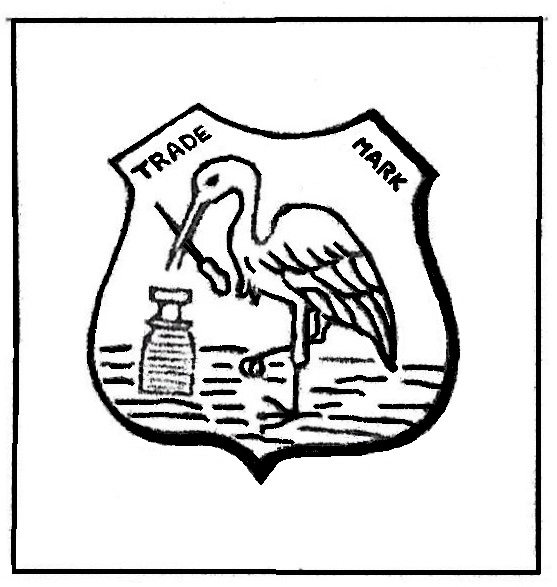 Obr. 4. Značka firmy s čápem se zátkou v zobáku, varianta z doby kolem roku 1920