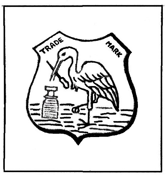 Obr. 4. Značka firmy s čápem se zátkou v zobáku, varianta z doby kolem roku 1920