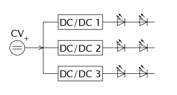 Obr. 1. Jedna z možností uspořádání napájecí sekce LED osvětlení