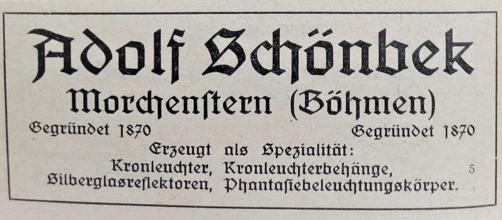 Obr. 2. Reklamní inzerát, Adressbuch der tschechoslowakischen Glas-Industrie 1928/1929 (Haida, str. VI)