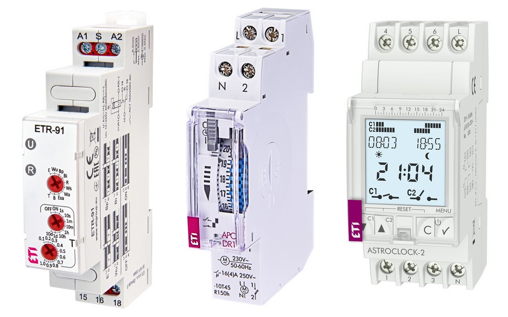 Obr. 5. a, b, c Multifunkční relé ETR, spínací hodiny APC a Astroclock 2