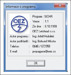 Ukázka z programu Sichr do Konfigurátoru OEZ