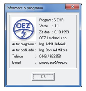 Ukázka z programu Sichr do Konfigurátoru OEZ