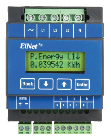 Obr. 1. Víceúčelový třífázový měřič výkonů a energie s funkcí elektroměru Elnet PIC