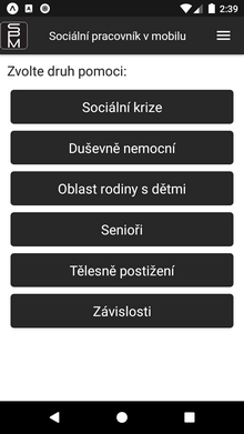 Sociální pracovník aplikace v mobilu