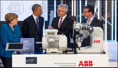 ABB v Hannoveru představila průlomovou digitální technologii Baracku Obamovi a Angele Merkelové