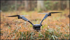 Fewer propellors mean more battery-life for the Falcon bicopter drone